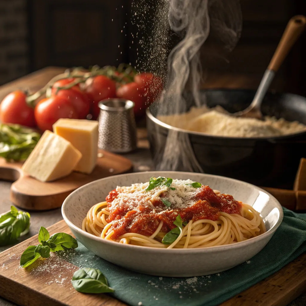 Delicious Italian pasta being prepared
